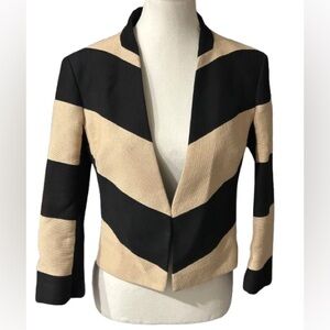 Iris Setlakwe Blazer Jacket Cotton Tan Black Striped Cotton Designer Small Sz 6